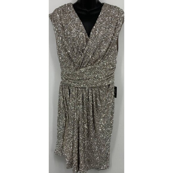 Express Womens Silver Gold Champange Sequin Party Cocktail Dress Large L NEW NWT - Picture 1 of 7